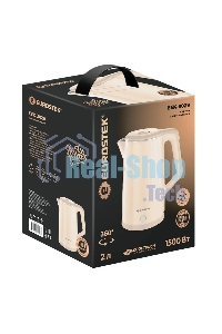 Чайник электрический Eurostek EEK-3029 кремовый, 2 л, 1500 Вт, технология двухслойного корпуса COOL TOUCH