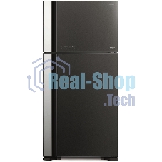 Холодильник Hitachi R-VG660PUC7-1 GGR серый стекло двухкамерный 405/145л морозилка сверху No Frost