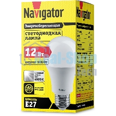 Лампа светодиодная Navigator NLL-A60-12-230-4K-E27 (Standard) 12Вт грушевидная 4000К белый E27 1000лм 176-264В