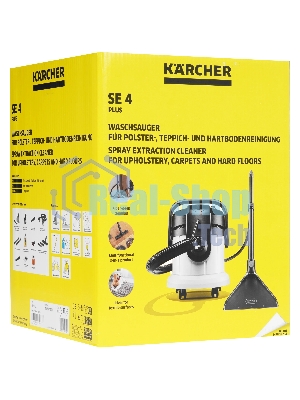 Пылесос моющий Karcher SE 4 Plus *EU белый, 400/1000 Вт, уборка влажная/сухая, пылесборник контейнер/мешок 4 л