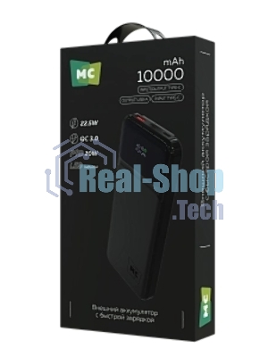 Портативный аккумулятор MORE CHOICE (4620202552761) PB29-10 10000mAh 1USB+2Type-C 3.0A 22.5W+PD20W+QC3.0, черный