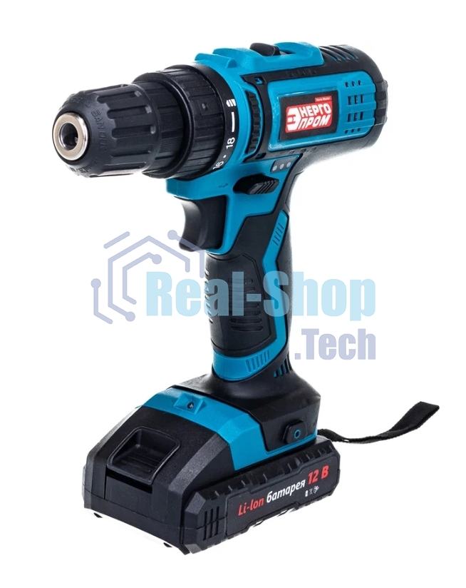 Дрель-шуруповерт Энергопром ДА-12/2Li, 12 В, 2 Ач, 30 Нм, щеточный