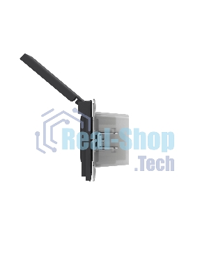 Розетка силовая, 2P+E, с з/ш, с крышкой, IP44, черный уголь