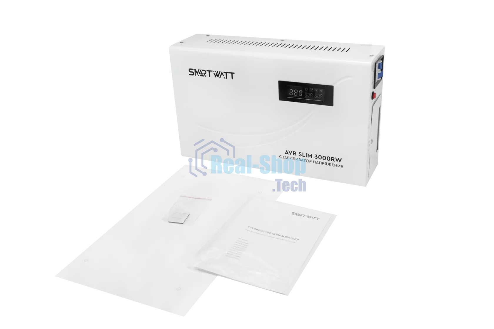 Настенный стабилизатор напряжения SMARTWATT AVR SLIM 3000RW (100W - 260W, 3000VA, 3 кВт, 50 Гц, LED-дисплей, релейный, Н
