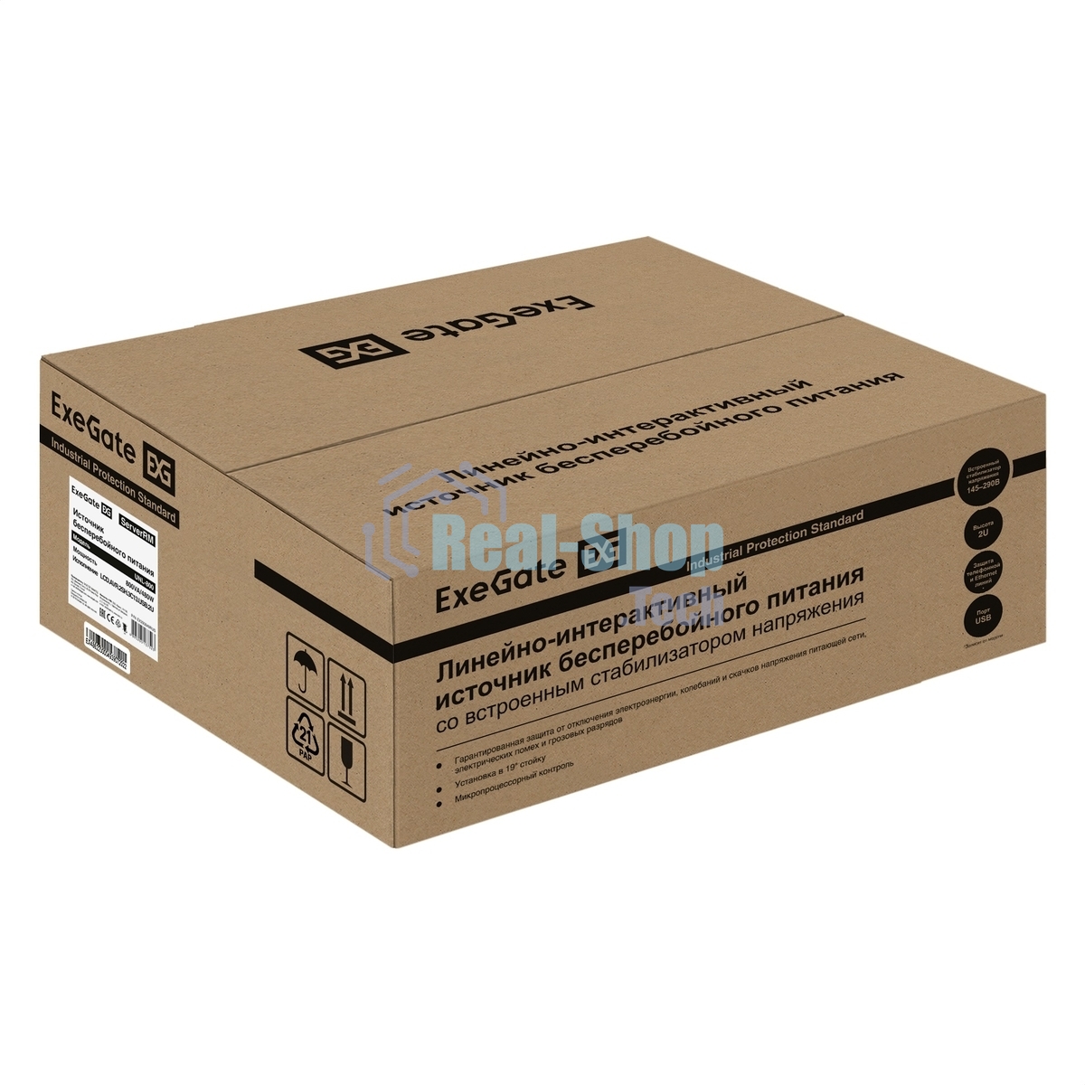 Источник бесперебойного питания ExeGate ServerRM UNL-800.LCD.AVR.2SH.3C13.USB.2U 800VA/480W, Color LCD, AVR, 2*Schuko+3*C13, USB, 2U, установка в стойку, черный