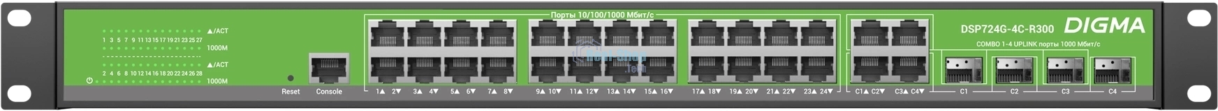 Коммутатор Digma DSP724G-4C-R300, 24×1 Гбит/с + 4×1 Гбит/с Combo, управляемый