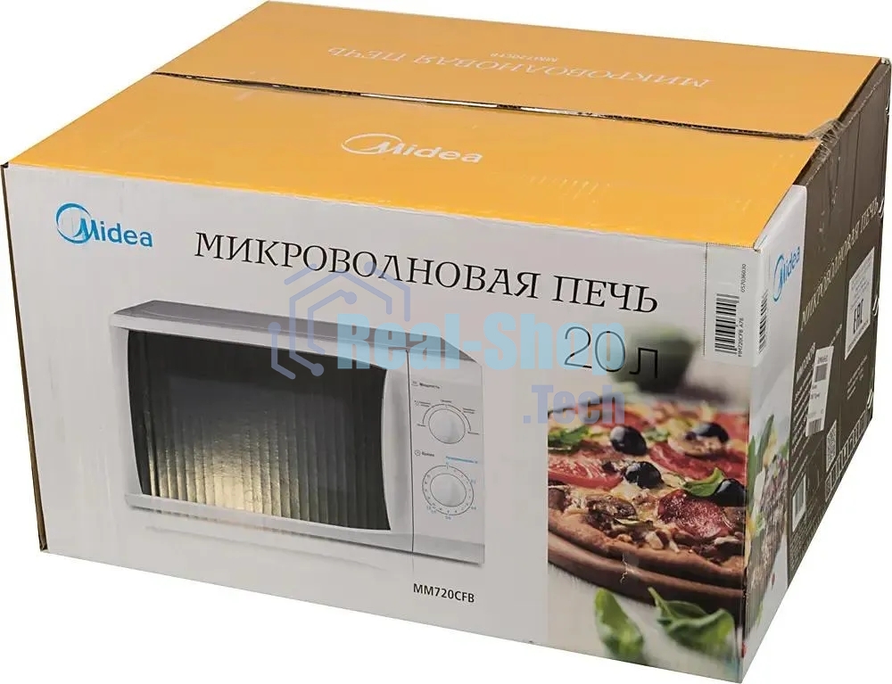 Микроволновая печь Midea MM720CFB белый, 20 л, 700 Вт, переключатели - поворотный механизм