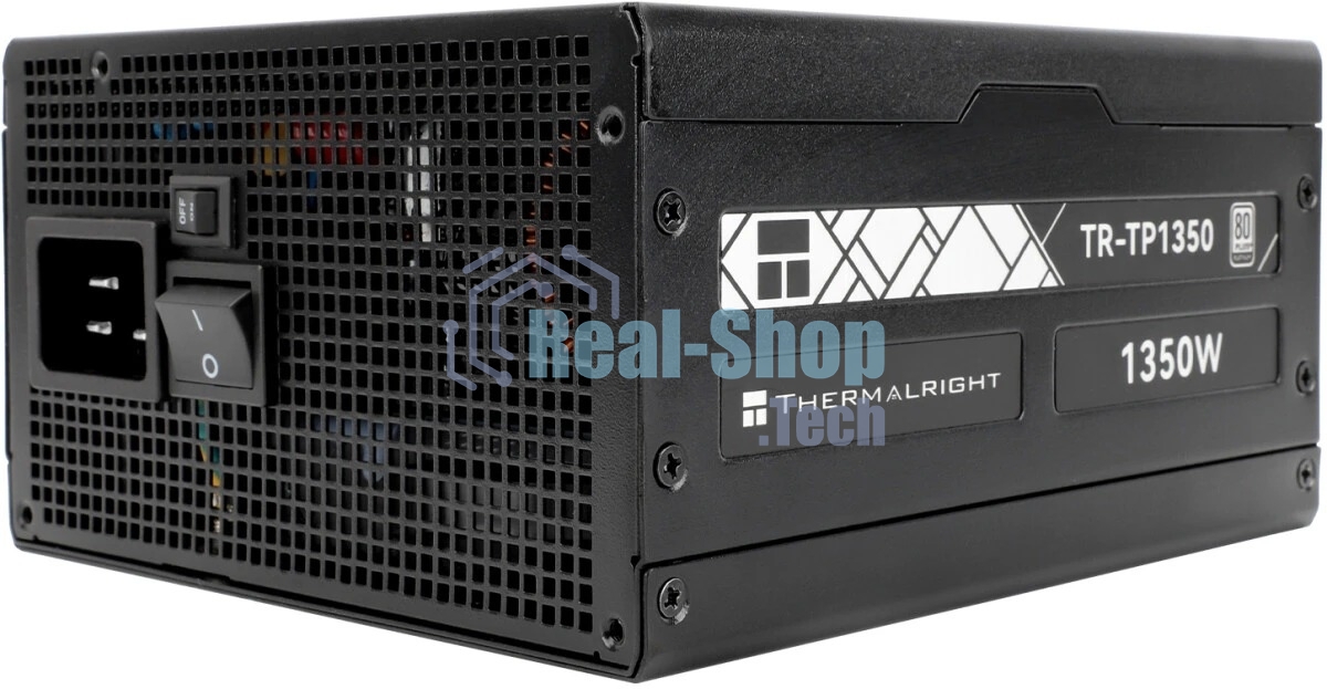 Блок питания Thermalright, 1350W 80+ Platinum (ATX, 3.0, PCIe 5.0, Full modular, 1x24(20+4)pin 600мм, 2xCPU 8(4+4)pin, 2xPCIe*2 8(6+2)pin, 2x12VHPWR PCIe 5.0 12+4pin 600мм, 6xSATA, 5xMOLEX4pin, Active, 120x120мм, 170x150x86мм, OPP, OVP, OTP, OCP, SCP, черный)