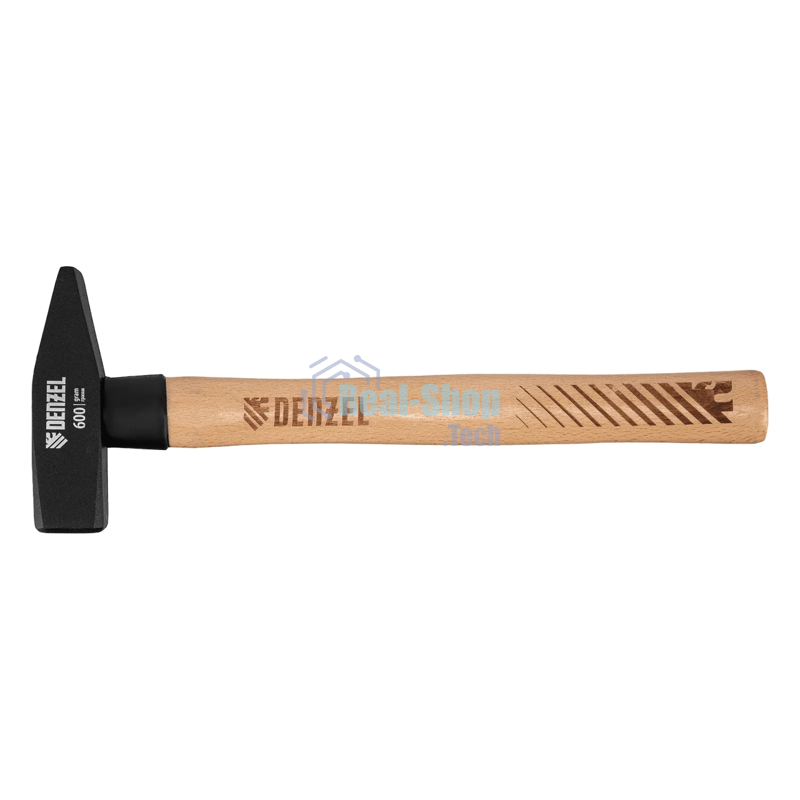 Молоток слесарный Denzel 600 г, кованый квадратный боек, буковая рукоятка