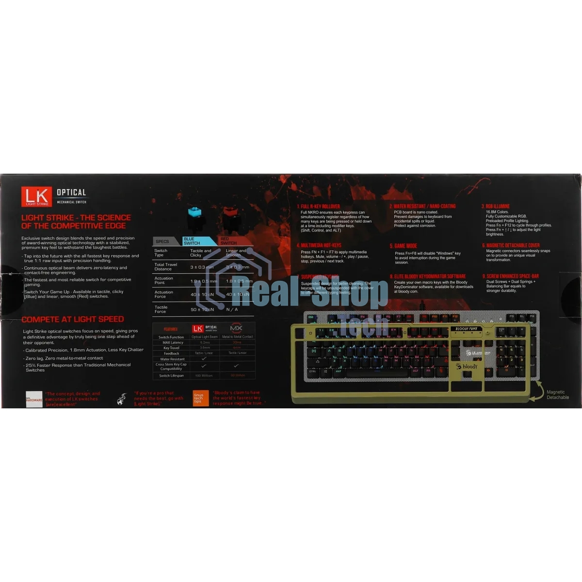 Клавиатура проводная A4Tech Bloody B810RC Punk USB желтый/черный