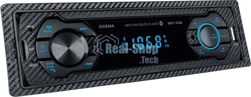 Автомагнитола Digma MCP-226B, 1 DIN, USB Type-A, AUX