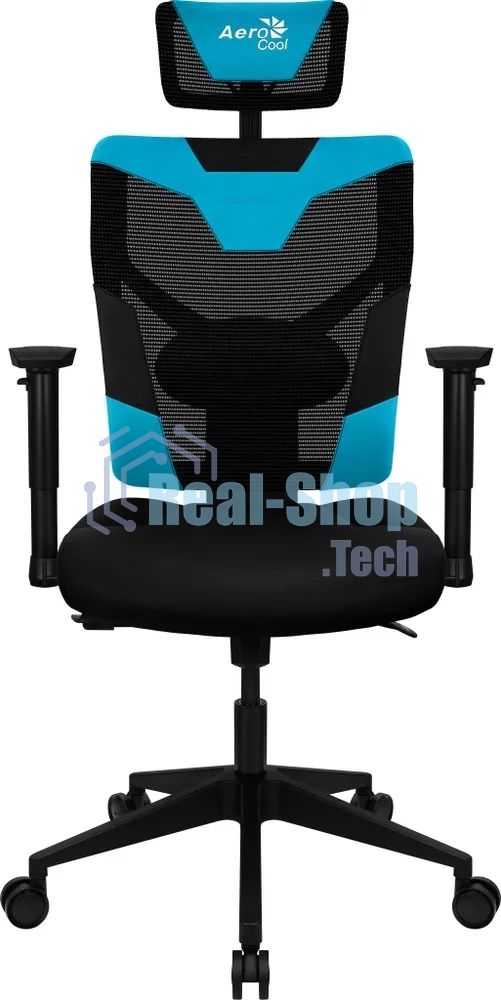 Кресло Aerocool GUARDIAN Ice Blue голубой, сетка, 150 кг, подголовник, регулируемые подлокотники, механизм качания, поясничная подушка