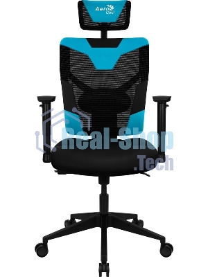 Кресло Aerocool GUARDIAN Ice Blue голубой, сетка, 150 кг, подголовник, регулируемые подлокотники, механизм качания, поясничная подушка