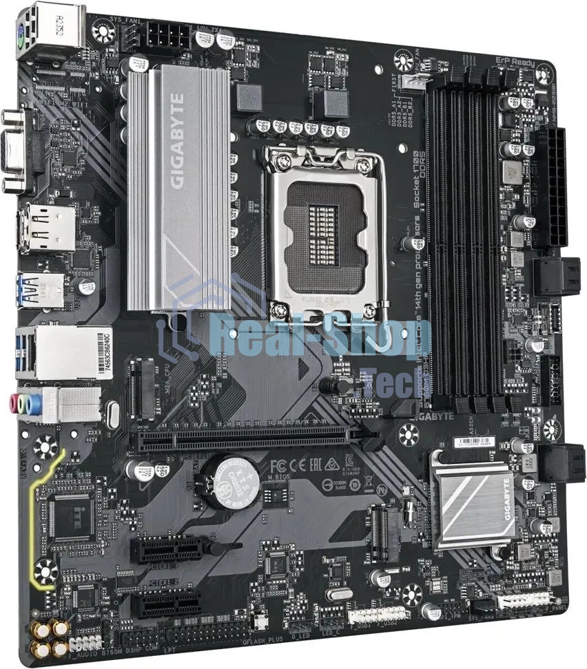 Материнская плата Gigabyte B760M D3HP DDR5, LGA 1700, Intel B760, 4xDDR5, 4xSATA, 2xM.2, 1xPCIe 4.0 x16, 1xPCIe x1, 1xHDMI, 1xVGA, 1xDP, 1x 1Gb LAN, 3xUSB-A 3.2 Gen 1, 2xUSB-A 2.0, 3x3.5 мм, 7.1, mATX