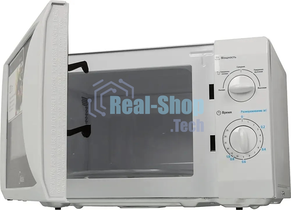Микроволновая печь Midea MM720CFB белый, 20 л, 700 Вт, переключатели - поворотный механизм