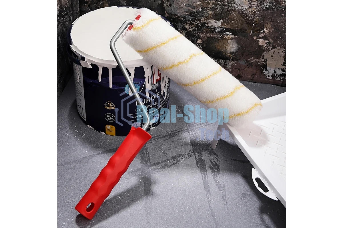 Валик Rexant полиамид белый с желтой полосой, ворс 11 мм, ширина ролика 240 мм, Ø 42 мм, бюгель 8 мм, серия 