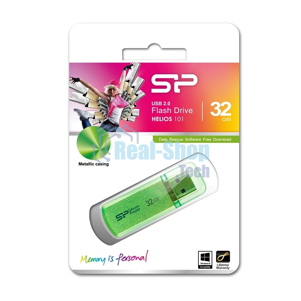 Флешка USB Silicon Power R/W 32Gb Helios 101 SP032Gb,UF2101V1N USB 2.0 зеленый