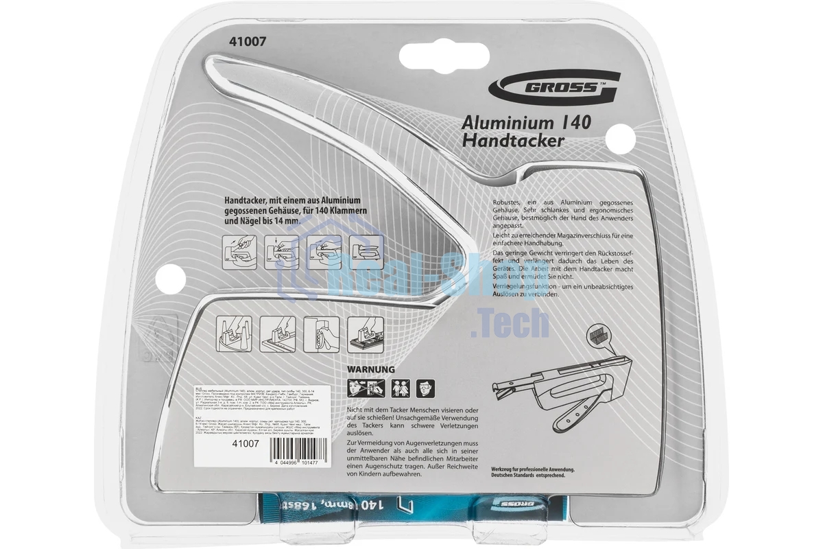 Степлер GROSS 41007 мебельный (Aluminium 140) алюм корпус рег удара тип Скобы 140 300 6-14мм