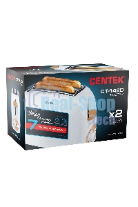 Тостер Centek CT-1420 (белый) 750 Вт, 7 уровней мощности, теплоизолированный корпус, функция отмены