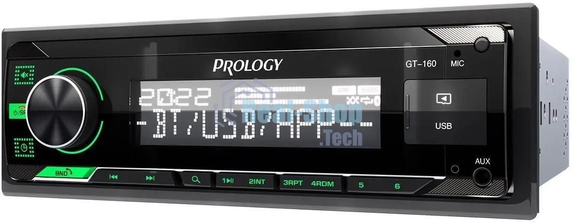 Автомагнитола Prology GT-160, 1 DIN, Bluetooth, USB Type-A, AUX, пульт ДУ
