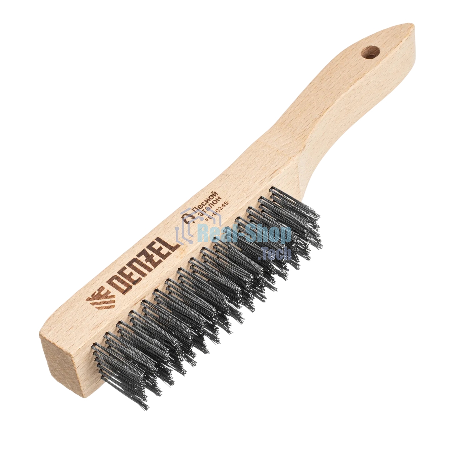 Щетка зачистная Denzel 6-и рядная, прямая проволока из нержавеющей стали с деревянной ручкой, EFP