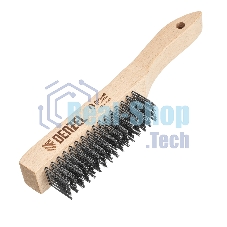 Щетка зачистная Denzel 6-и рядная, прямая проволока из нержавеющей стали с деревянной ручкой, EFP