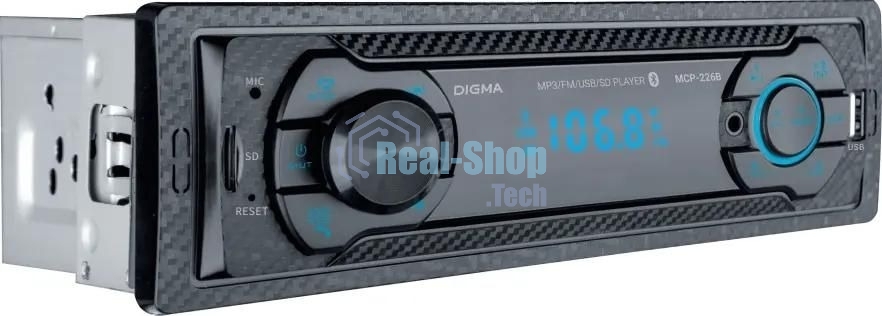 Автомагнитола Digma MCP-226B, 1 DIN, USB Type-A, AUX