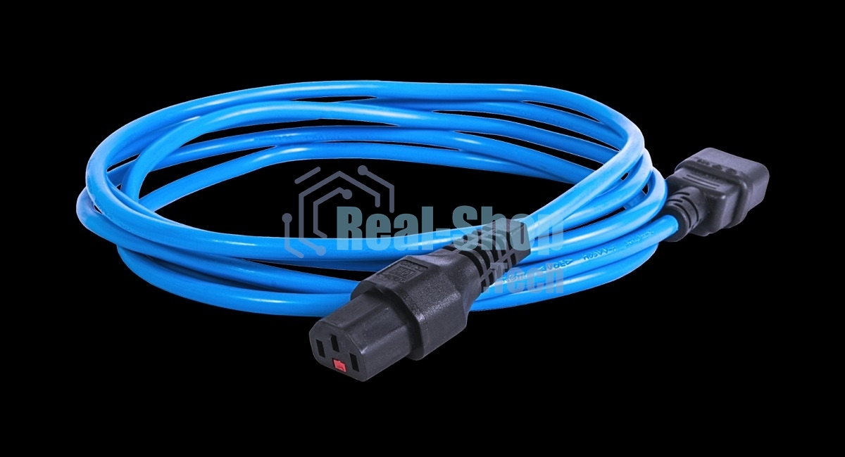 Шнур питания с фиксатором REM IEC 60320 C13/IEC 60320 C14, 10 А/250 В (3 * 1,0), длина 1,8 м, синий R-10-Cord-C13-C14-1.8-Blue