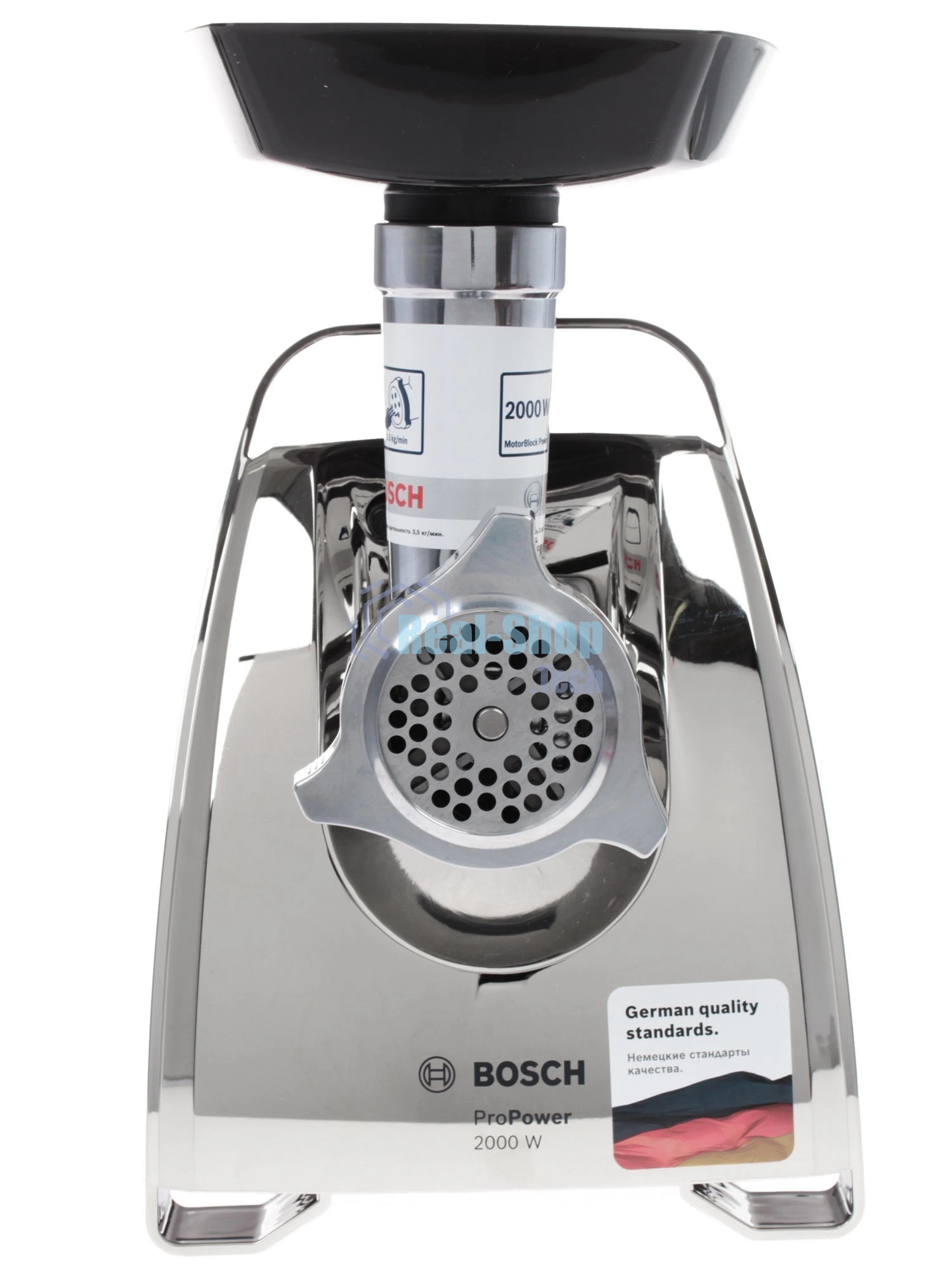 Мясорубка электрическая Bosch MFW67440 черный, 2000 Вт, 3.5 кг/мин, реверс, защита от перегрузки, насадки - 4
