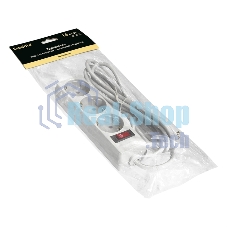 Удлинитель ExeGate EC-3-1.8W (EX279346RU), белый, 1,8 м, евровилка с заземлением, 3 евророзетки с заземлением, 2200 Вт