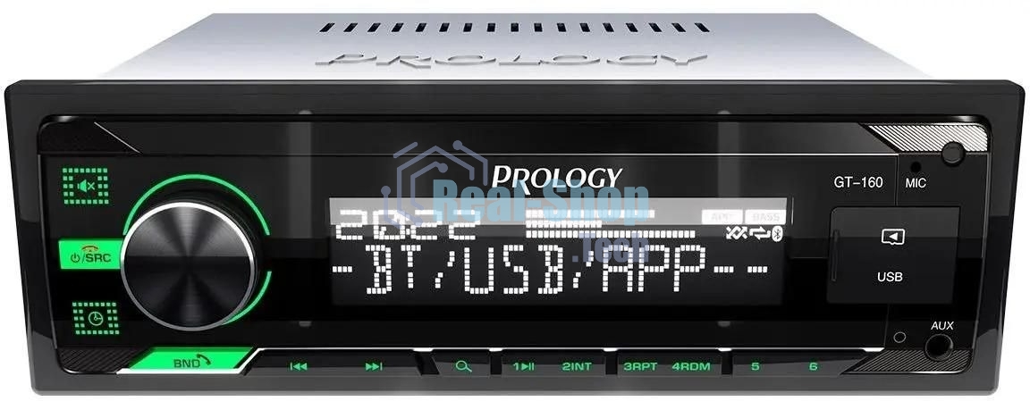 Автомагнитола Prology GT-160, 1 DIN, Bluetooth, USB Type-A, AUX, пульт ДУ