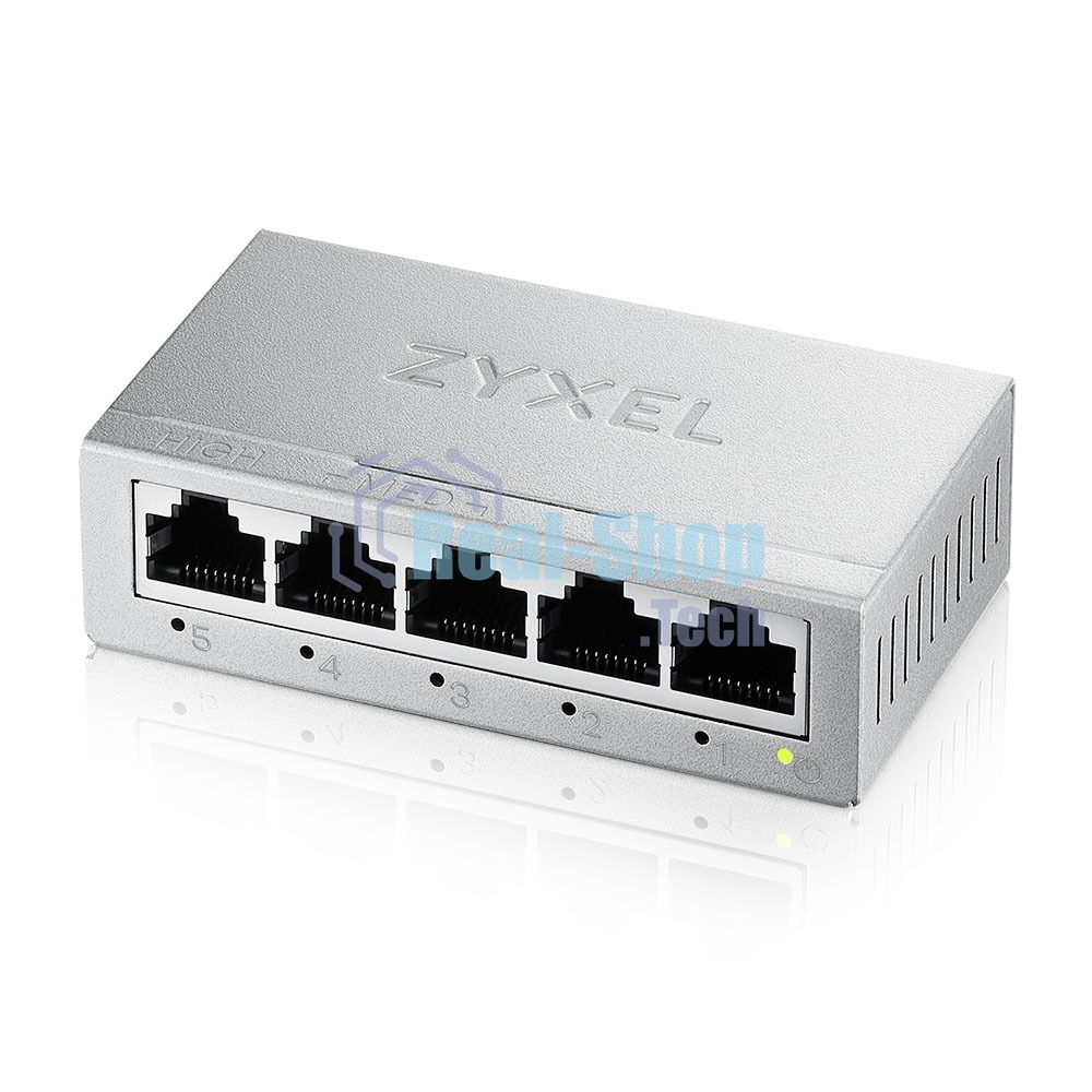 Коммутатор Zyxel GS-105B v5, 5 портов 1000 Мбит/с, настольный, металлический корпус