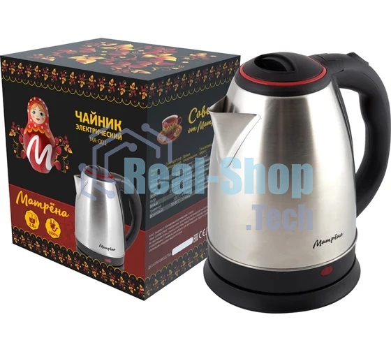 Чайник электрический Матрена MA-001 1,8 л, сталь,цвет крышки красный (005457)