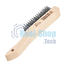 Щетка зачистная Denzel 6-и рядная, прямая проволока из нержавеющей стали с деревянной ручкой, EFP