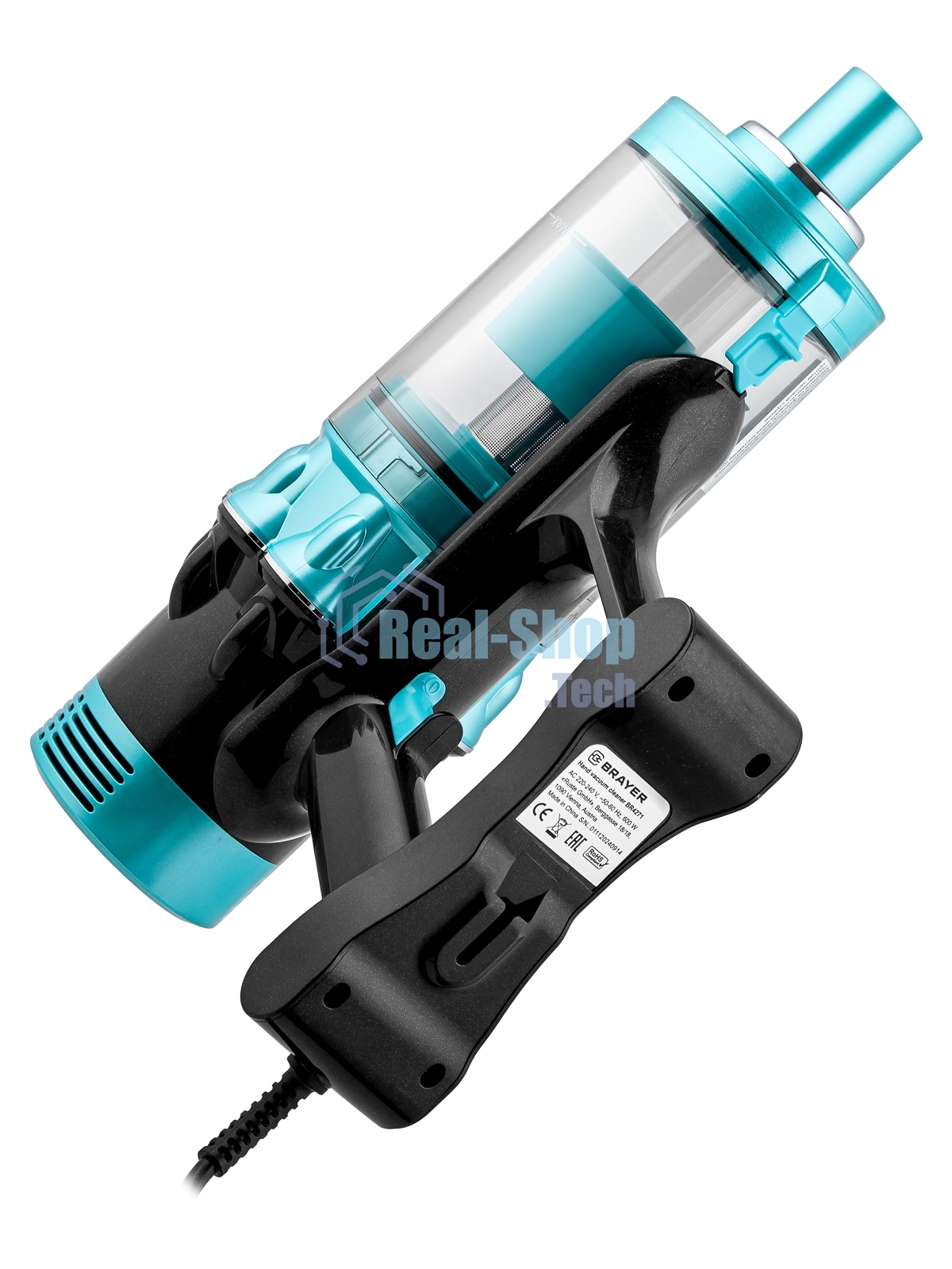 Пылесос вертикальный BRAYER BR4271 голубой, питание от сети, 185 Вт, уборка сухая, пылесборник 0.8 л