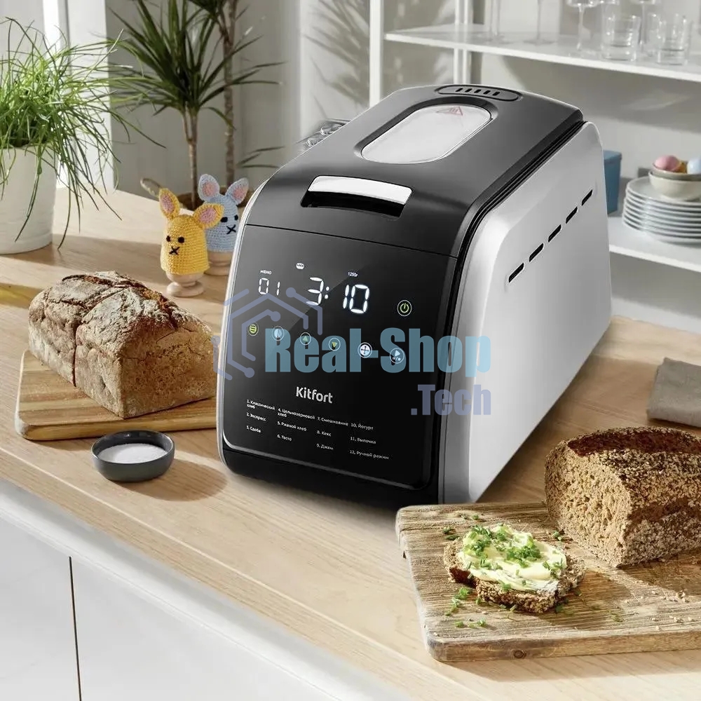 Хлебопечка Kitfort KT-305 черный/серебристый