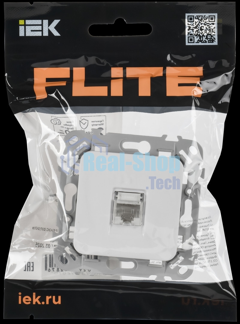 Розетка компьютерная RJ45 категория 5Е UTP FLITE РК5е-1-0-ФлБ белый