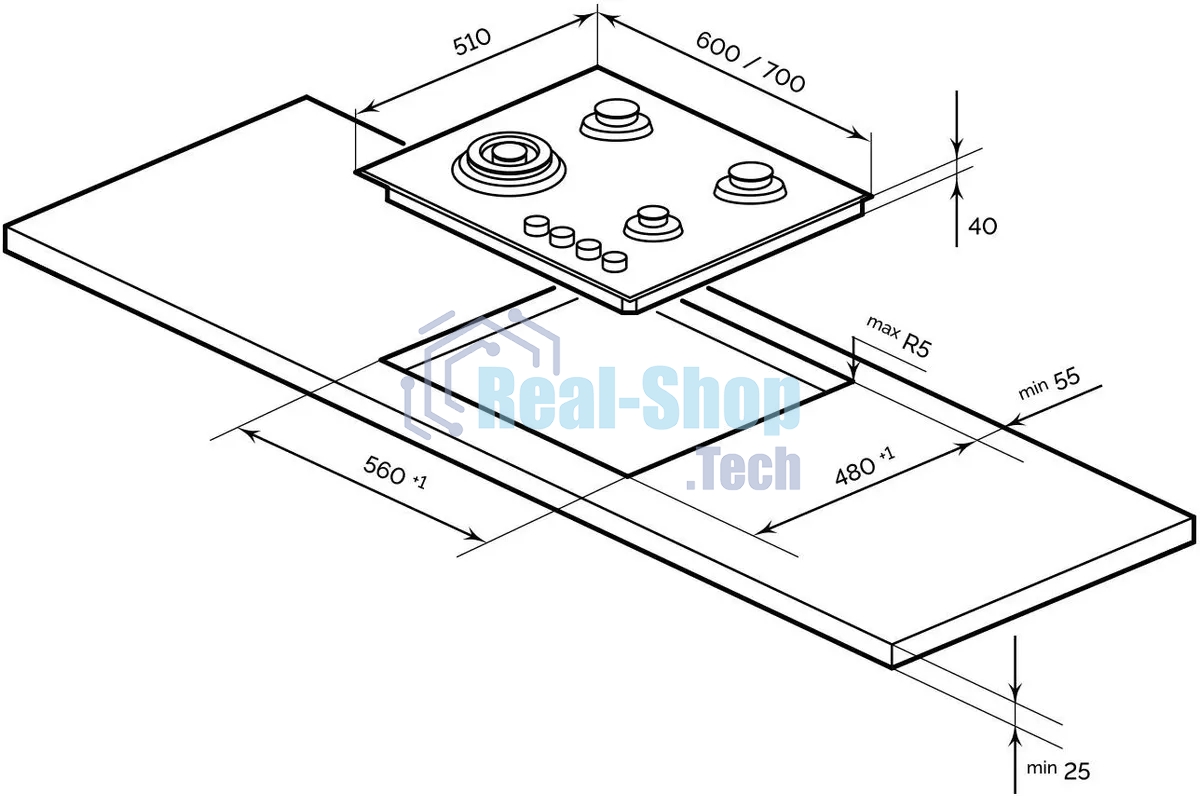 Газовая варочная панель LEX GVG 644A BBL