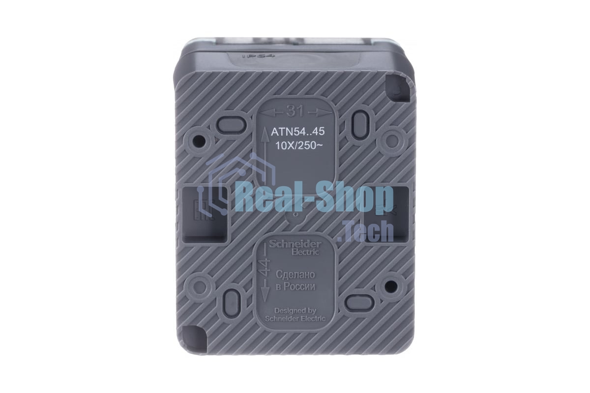 Розетка 1-м ОП AtlasDesign Profi54 16А IP54 250В с заземл. защ. шторки антрацит SchE ATN544045