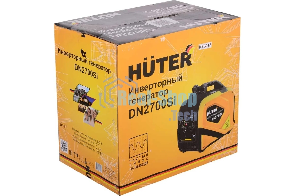 Электрогенератор бензиновый инверторный Huter DN2700Si, 2.5 кВт, 84 дБ, 22.6 кг