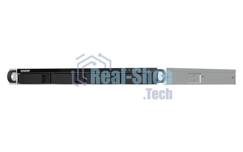 Сетевое хранилище SMB QNAP TS-464U-8G NAS 4 HDD trays, rackmount 1U, 1 PSU. 4-core Intel Celeron N5105/N5095 2.0-2.9 GHz, 8 Gb RAM MAX, 2x2.5GbE, 2xUSB 3.2 Gen 2 (10Gbps), 2xUSB 2.0, 1xHDMI, PCIe Gen 3 x2, W/o rail kit RAIL-B02