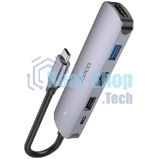 Разветвитель USB-C Hoco HB27 4порт. серый