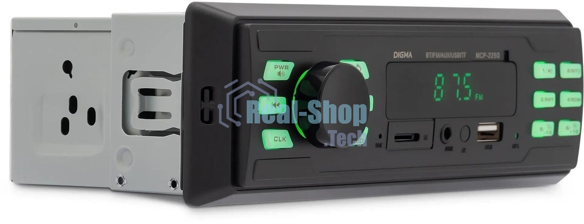 Автомагнитола Digma MCP-225G, 1 DIN, Bluetooth, USB Type-A, AUX