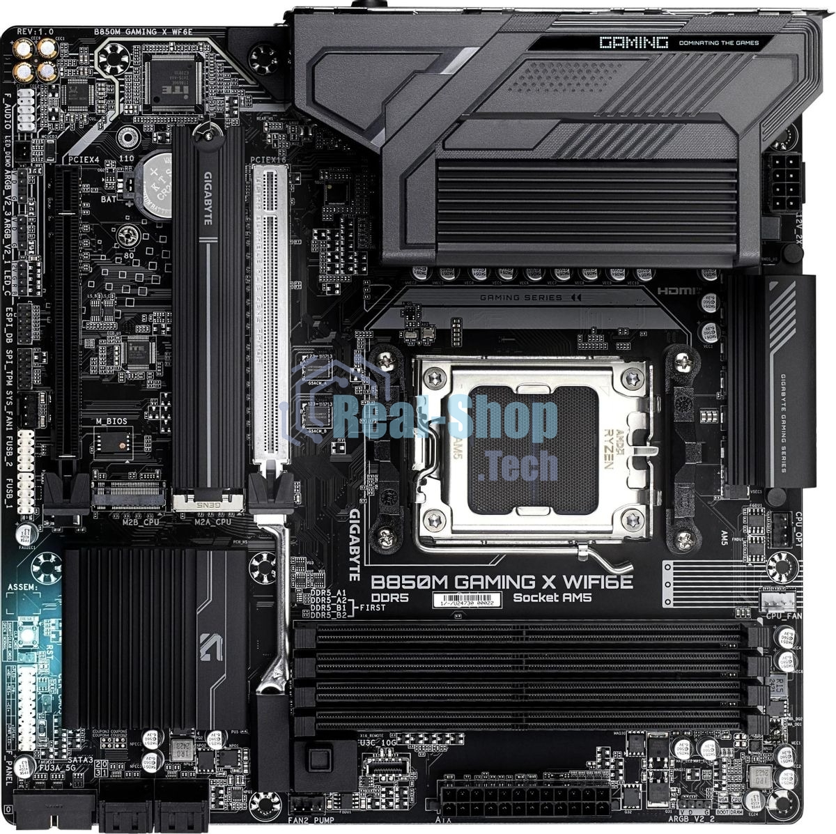 Материнская плата Gigabyte B850M GAMING X WIFI6E/WF6E, Socket AM5, AMD B850, 4xDDR5, 4xSATA, 2xM.2, 1xPCI-E 5.0 x16, 1xPCI-E 3.0 x4, 1xHDMI, 2xDP, 1x 2.5Gb LAN, 1xUSB-C 3.2 Gen 2, 1xUSB-A 3.2 Gen 2, 2xUSB-A 3.2 Gen 1, 4xUSB-A 2.0, 3x3.5 мм, 7.1, Micro-ATX