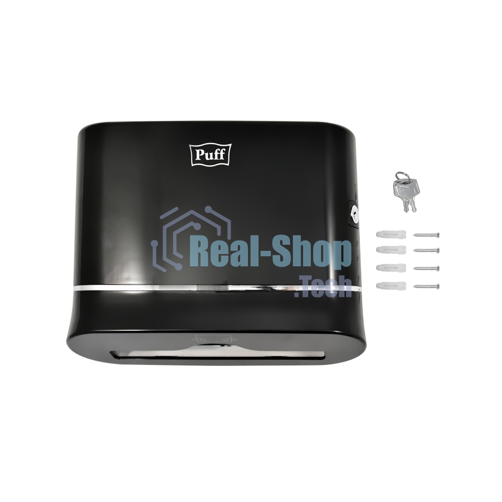 Диспенсер бумажных полотенец Puff 5135Bl, черный, с замком, ABS-пластик