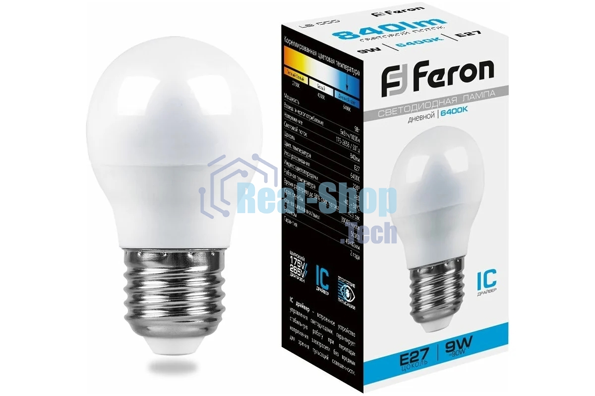 Лампа светодиодная Feron LB-550 9W 230V E27 6400K
