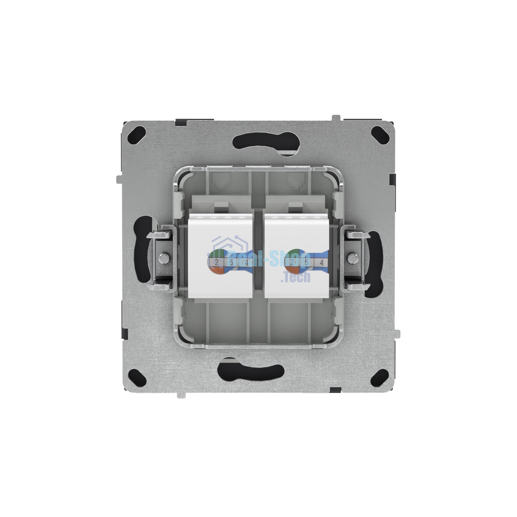 Компьютерная розетка RJ-45 без шторки, кат.6А двойная, KANT, черный уголь