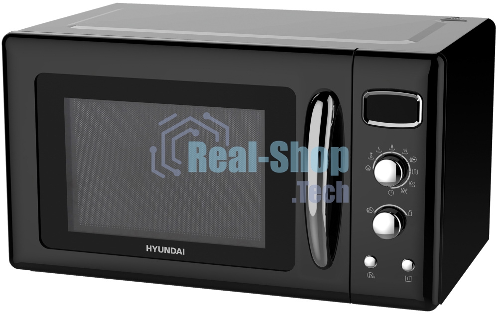 Микроволновая печь Hyundai HYM-D3040 черный, 23 л, 800 Вт, переключатели - поворотный механизм/кнопки
