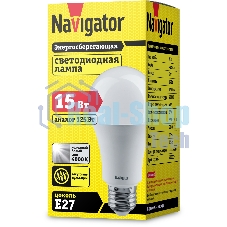 Лампа светодиодная Navigator NLL-A60-15-230-4K-E27 15 Вт грушевидная 4000К белый E27 1200 лм 176-264В