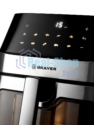 Аэрогриль Brayer 2044BR черный, 2200 Вт, 8 л, сенсор, 10 программ